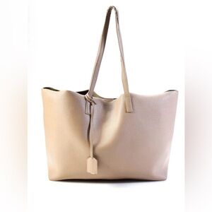 Saint Laurent Womens Leather Shopper Tote Shoulder Handbag Brown